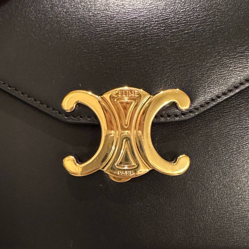 Celine WOC Triomphe wallet on chain Margo blk leather crossbody clutch purse bag - Picture 11 of 15